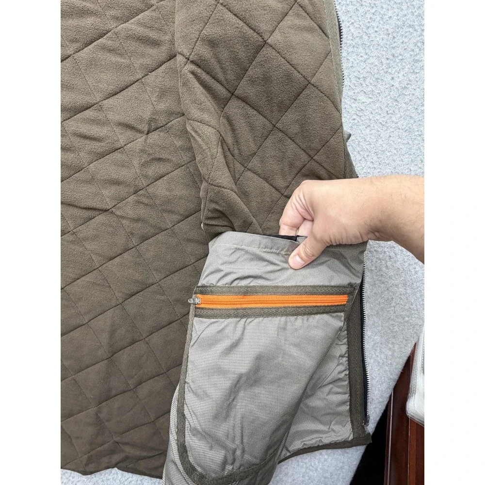 Peter Millar Vest Mens 2XLT Brown Quilted Full Zip Fleece Lined MF13Z13DX